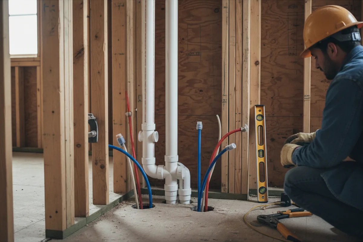 Drain and supply rough-in during Leak Detection in Glencoe